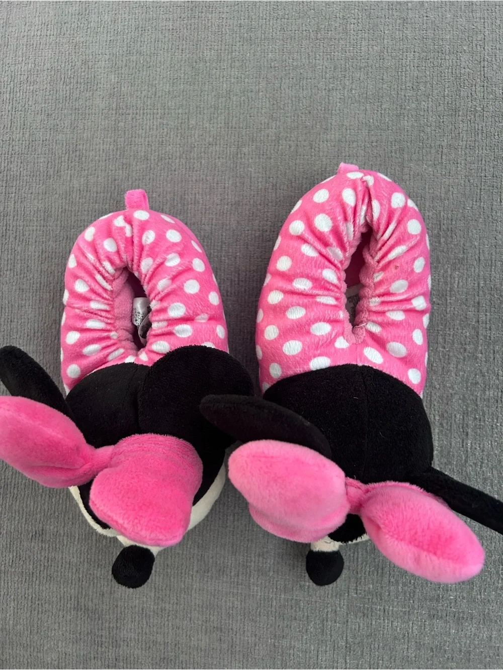 Disney Pink Polka Dot Plush Character Slippers